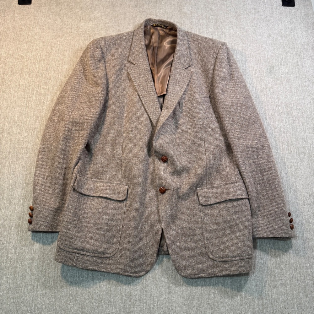 Vintage Kingsridge Pure Wool Tweed Blazer Brown Sport Coat Lukemans 46R